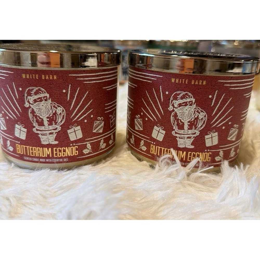 2x butterrum eggnog candles bath body works white barn
